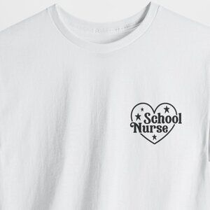School Nurse inside a Heart Left Chest Graphic Black Design Print Tee Unisex